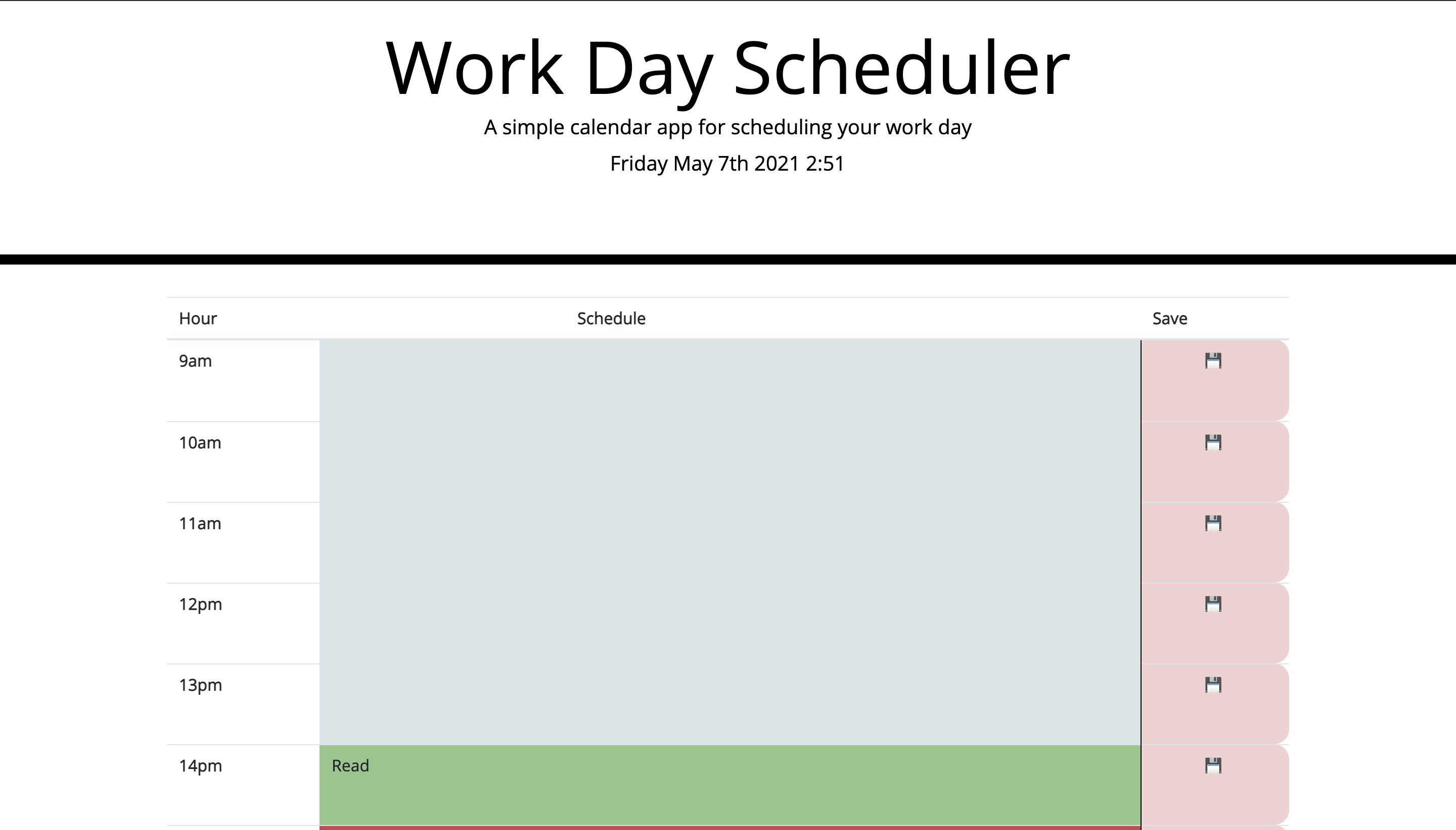 A picture of a Day Planner App.